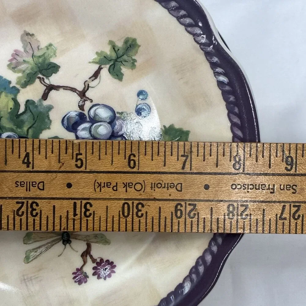 Tracy Porter Claret Collection 5 Salad Plate Dream Delicious Grape Dragonfly Vtg